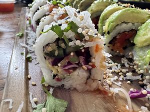 Chefs roll with GF crunchies!  at The Slippery Mermaid Sushi Bar in Navarre