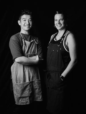 Head chef Yonezawa Fumio & chef de cuisine Rachel Dow  at Salam in Tokyo