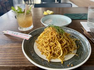Garlic Szechuan noodles   at Lineage in Wailea
