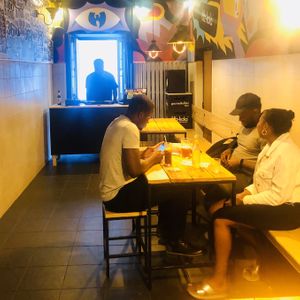 DJ and dining room at Plant Base in Lisbon