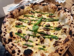 Fungi pizza at Plant Base in Lisbon