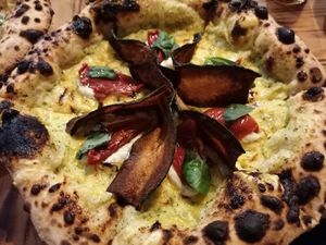 Zucchini pizza at Plant Base in Lisbon