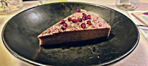 ‏vegan strawberry cake at Plant Base in Lisbon