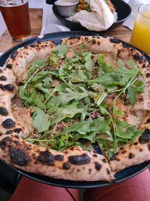 Pizza funghi at Plant Base in Lisbon