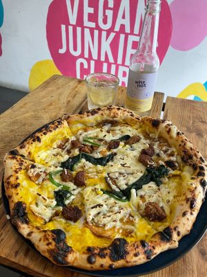 Beyond sausage, spinach and potato pizza from Baked  at Plant Base in Lisbon