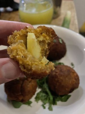 Banana cheese balls at Plant Base in Lisbon