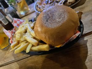 Burgers with cheese fries  at Plant Base in Lisbon