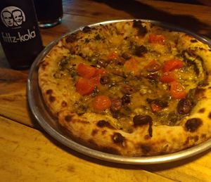 pesto pizza at Plant Base in Lisbon