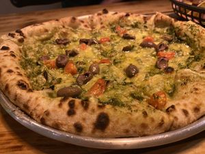 Pizza pesto et pomodoro  at Plant Base in Lisbon