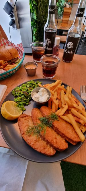 Vegan fish and chips 😊 at Plant Base in Lisbon