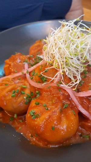 Chili momos at Plant Base in Lisbon