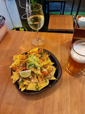 Loaded nachos at Plant Base in Lisbon