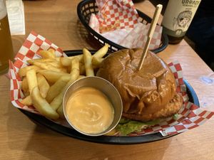 Vegan fish burger  at Plant Base in Lisbon