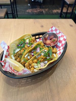 Taquito de garbanzo at Plant Base in Lisbon