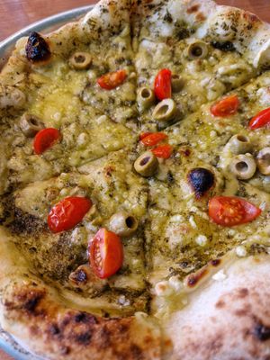 Pesto pizza. at Plant Base in Lisbon