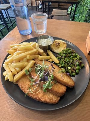 fish & chips vegan  at Plant Base in Lisbon