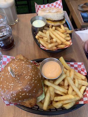 Fish burger and prego   at Plant Base in Lisbon