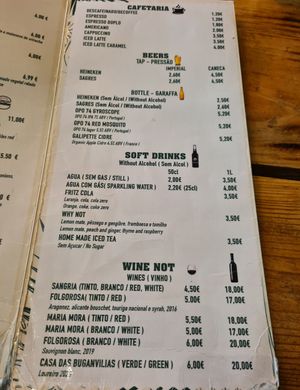 Menu at Plant Base in Lisbon