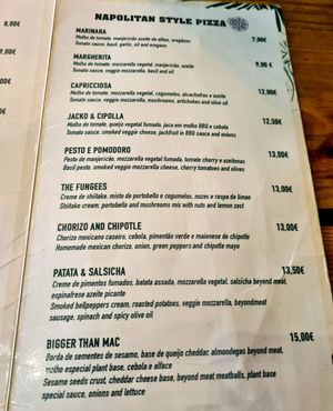 Menu at Plant Base in Lisbon