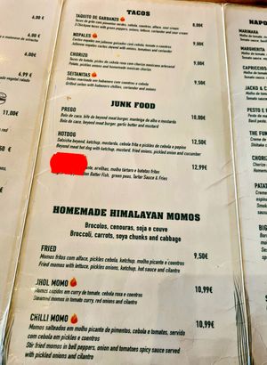 Menu at Plant Base in Lisbon