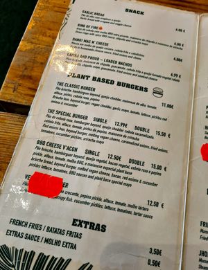 Menu at Plant Base in Lisbon