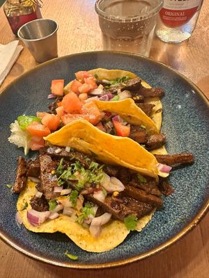 The seitan tacos. Add some hot sauce!  at Plant Base in Lisbon