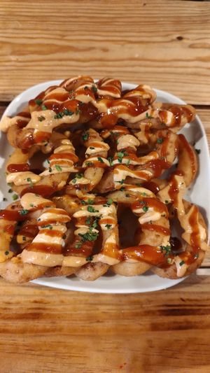 "Ring of fire" spicy onion rings. at Plant Base in Lisbon