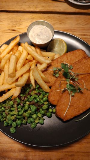 Vegan "fish & chips". at Plant Base in Lisbon