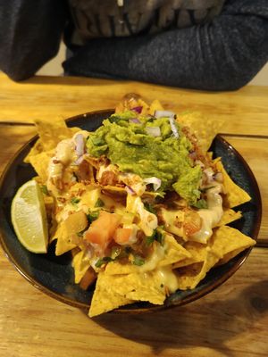Loaded nachos at Plant Base in Lisbon