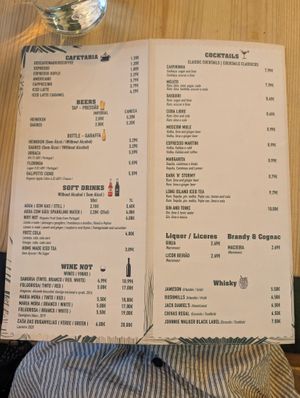 Menu  at Plant Base in Lisbon
