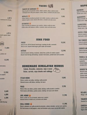 Menu  at Plant Base in Lisbon