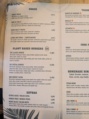 Menu  at Plant Base in Lisbon