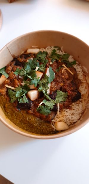 Eggplant tikka masala at Plant Base in Lisbon