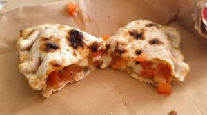 Caprese empanada (vegan cheese, tomato and basil) at Plant Base in Lisbon