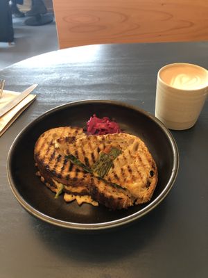 Vegan cheese toastie at Yallah Coffee Kiosk in St Ives