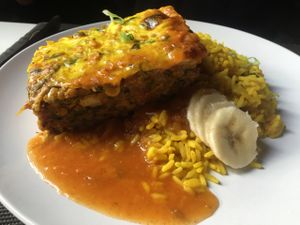 Bobotie w tofu  at Karoo Restaurant in Eastham