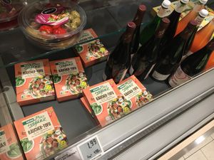 Vegan supermarket items at FRA - REWE City - T1 in Frankfurt