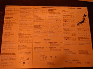 Dessert and drink menu of Iro Izakaya. I really liked the map of Japan showing where each sake was from.   at Iro Izakaya in Berlin