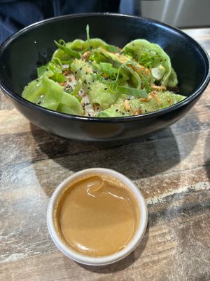 With peanut satay  at Bamboo in Exmouth