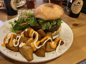 Black bean burger! at Cat Bar in Barcelona