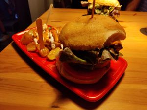 Slightly crunchy bread + thick patty = great burger at Cat Bar in Barcelona