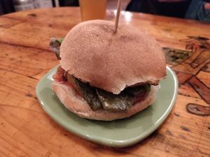 Cactus burger. More of a sandwich but full of flavor at Cat Bar in Barcelona