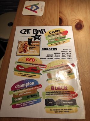Menu at Cat Bar in Barcelona