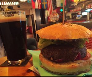 best vegan (hemp) burger I've had, the local porter was a good addition too  at Cat Bar in Barcelona