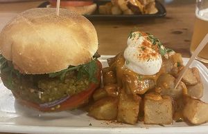 Veg burger   at Cat Bar in Barcelona