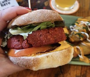 Veg burger   at Cat Bar in Barcelona