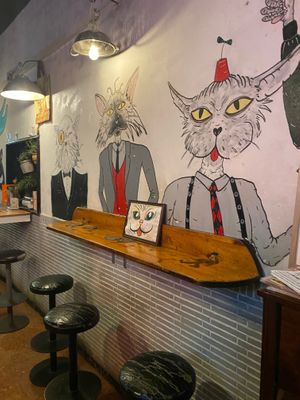 Amazing wall art at Cat Bar in Barcelona