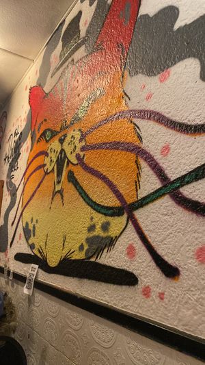 Amazing wall art  at Cat Bar in Barcelona
