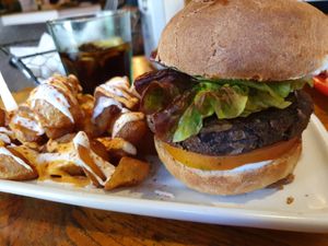 Black burger at Cat Bar in Barcelona