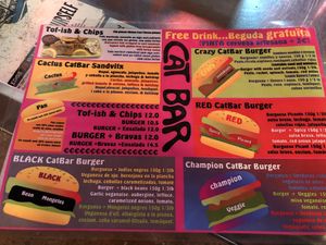 Menu   at Cat Bar in Barcelona